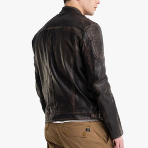 High Quality Coated <b>Motorbike</b> Leather Jacket with <b>Stand</b> Collar Cow Skin Material Eco-Friendly Custom Design-Wholesale - Product Image 3