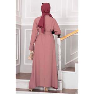 Robe hijab plissée avec col roulé Rose - Product Image 5