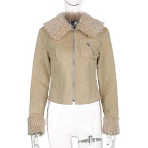 Tops <b>for</b> <b>Women</b> 2025 Fashion Suede Leather Trucker <b>Jacket</b> Thick Fur Coat <b>for</b> <b>for</b> Woman - Product Image 2