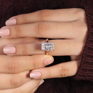 แหวนเพชรทรงรัศมีคุณภาพสูงสั่งทำพิเศษหรูหราสไตล์วินเทจ 1CT-3CT เพชรเลี้ยงในห้องปฏิบัติการ รับรองโดย IGI ชุบทอง 14K ความใส VS1 - Product Image 4