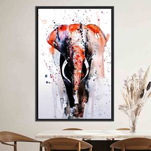 Elegant Tempered Glass Elephant Canvas: Modern Animal Print Art,BLACK <b>FRAMED</b> CANVAS - Product Image 1