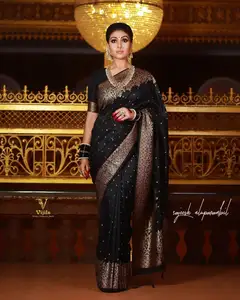 oft banarasi Silk Saree With Weaving Copper Zari with Heavy Pallu Zari Border with Raning Blouse