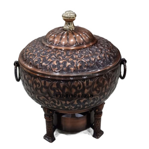 Decorative Brass Chafing Dish With Hanging Lid Oval Shape Designer Casserole Hot Selling Luxury New Metal Food Warmer - Product Image 2
