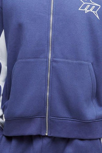 Hot Selling Custom Logo <b>Navy</b> Oversized Boxy Fit Homme Star Panelled Zip Through Hoodi for Men Cotton Blended New Design Hoodies - Product Image 5