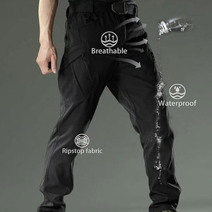 Pantalon Cargo Décontracté pour Hommes 100% Coton Respirant Taille Moyenne Fermeture à Glissière Lavé Design Évasé Taille Élastique Prix Pas Cher Vente en Gros - Product Image 5