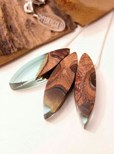 <b>Heart</b> Shape Earrings in Gold Foil <b>Black</b> White Resin Square Round Geometric Wooden Resin Drop Earrings with Angel Style Pattern - Product Image 3