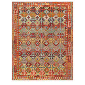 Alfombra Kilim de Maimana, Afganistán, 383 x 298 cm, Alfombras y Juegos de Alfombras - Product Image 1