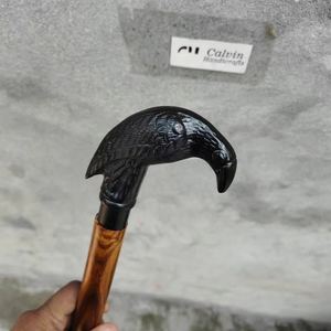 Bâton de marche en bois de corbeau sur le thème nautique Sier Head Handle Randonnée Activités de plein air Cannes en bois noir Article cadeau - Product Image 1