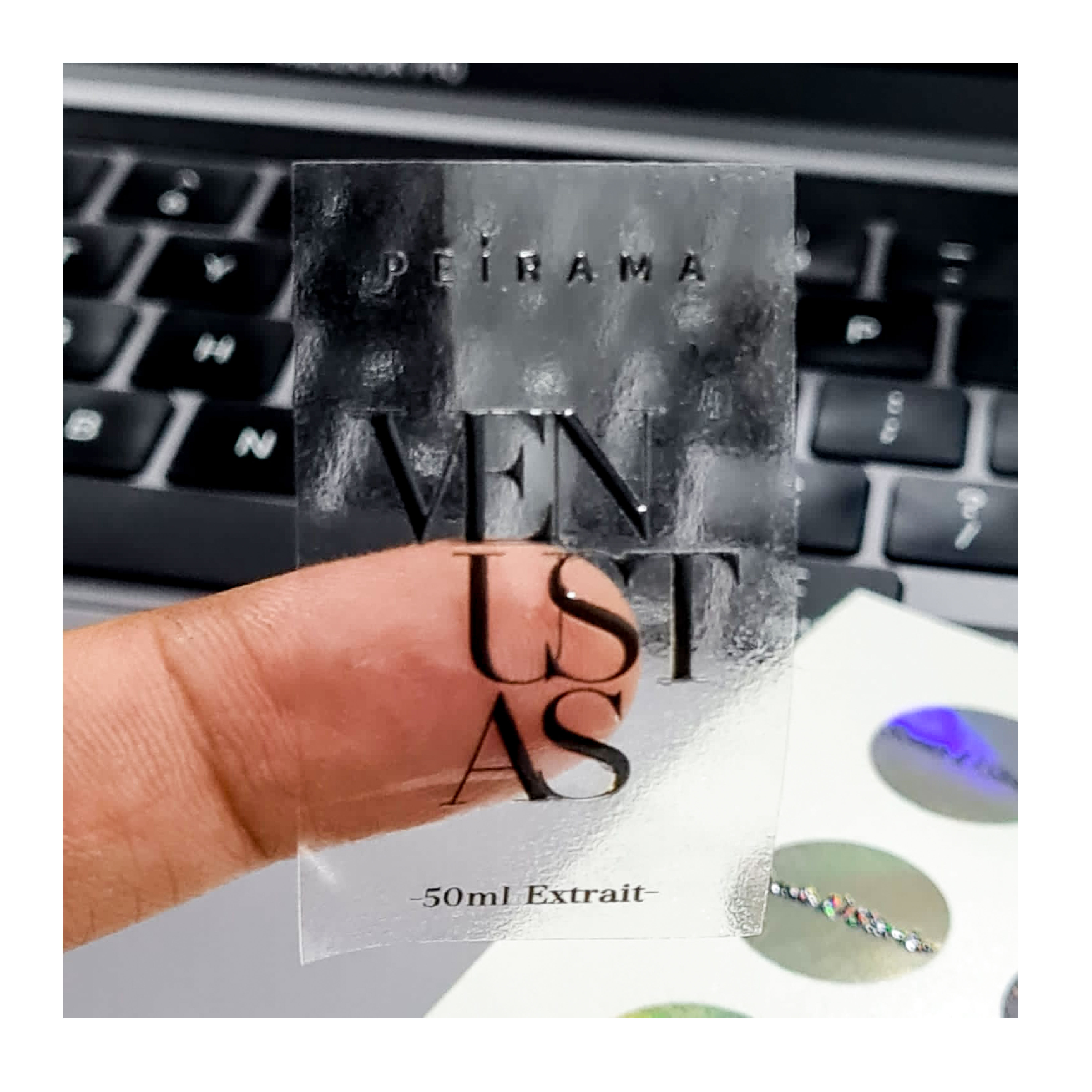 High Quality Eco Friendly UV Printed Metal Embossed Adhesive Sticker Clear | Waterproof Label for Perfume Shampoo Bottles