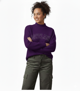 Custom Casual Front Logo Applique Embroidery Heavyweight 380gsm Eco-Friendly Polyester/Cotton Fleece Mock Neck Sweatshirt Autumn - Product Image 2