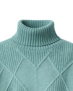 Custom Premium <b>Women</b> Turtleneck Diamond Knit Sweater Soft <b>Warm</b> Cable Sleeve Winter Pullover Casual Fashion <b>Top</b> Mint Green Color - Product Image 5