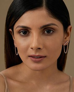 Boucles d'oreilles rondes en or 14K 18K avec barre et chaîne en diamant cultivé en laboratoire (petites) bijoux de mariage pour lui cadeau pour les femmes - Product Image 5