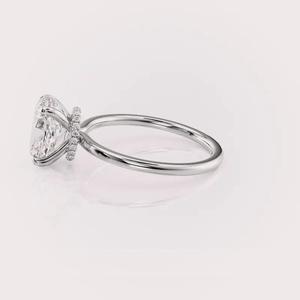IGI Certified Oval Cut Lab Grown Diamond Engagement - Wedding Ring with Hidden Halo in <b>Solid</b> 925 Sterling <b>Silver</b> - Product Image 4