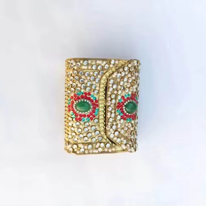 Bolso de mano tradicional hecho a mano con mosaico Kundan, bolso de noche étnico para fiesta nupcial, bolso de mano con cadena para boda, fiesta nupcial, bolso de noche. - Product Image 5