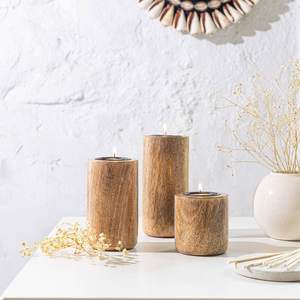 Wood Candle Holder Dining Table Candle Stand Decorative <b>Tealight</b> Stand Set of 3 Natural Custom Manufacturer Factory Direct Sale - Product Image 2