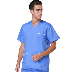 Haut de blouse d'infirmière unisexe d'été, personnalisable avec logo (service OEM), à manches courtes, en sergé d'hôpital élastique, avec détection d'aiguilles et thermocollage sans couture - Product Image 5