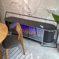 MDF-Platte PB Elektronischer Kamin TV-Ständer Bluetooth-Verbindung Modernes Luxus-Design Wohnzimmer Hotel Esszimmer Bodenmontage