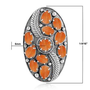 Anillo de hoja de ostra espinosa naranja de Plata de Ley 925 hecho a mano, hermoso anillo de piedras preciosas con piedra principal de piedra Natural - Product Image 3