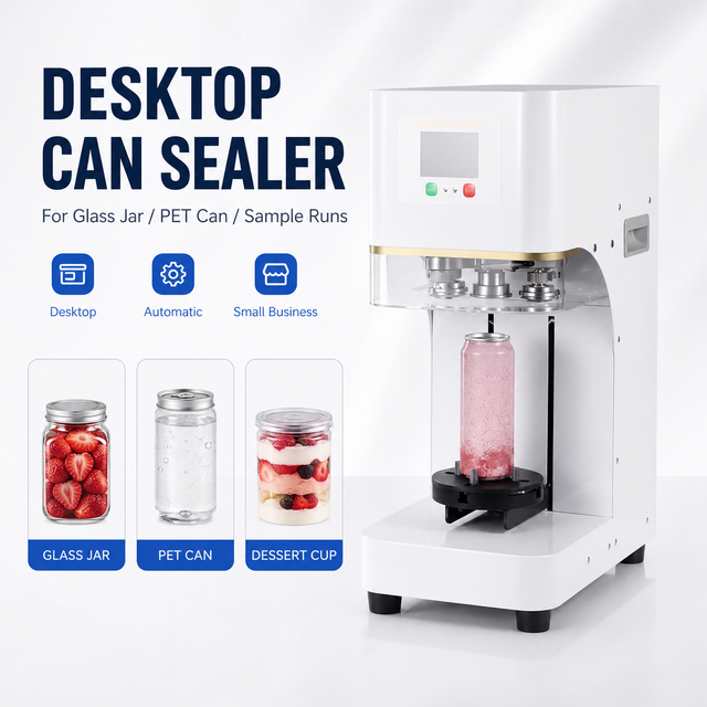 Automatic Capping Heat Sealer Tin Can Sealer Packaging Seal Plastic Beverage Soda Universal Cup Holder Can Sealing Machine