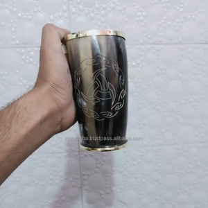 Noorbaba haute qualité personnalisé gravé boussole thir marteau Viking corne tasse en Style animal artisanat naturel décoratif - Product Image 3