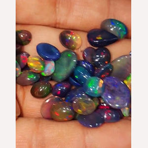 191 pièces d'opale noire éthiopienne naturelle 8mm -12mm cabochon de poire ovale 273 Cts Lot Iroc ventes qualité opale cabine de pierres précieuses US $192 - Product Image 2