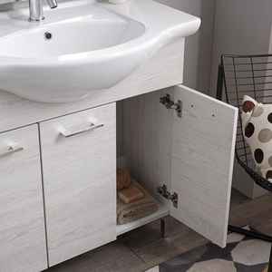 Meuble de salle de bain moderne sur pied à 3 portes 85 cm en chêne blanc avec lavabo Ravenna 85 cm en chêne blanc 3 portes - Product Image 4