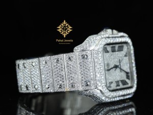 นาฬิกาข้อมือหรูหราสไตล์ฮิปฮอป แบบยูนิเซ็กซ์ ประดับเพชรแบบ Iced Out ระบบกลไกอัตโนมัติ  ประดับเพชร VVS Moissanite - Product Image 3