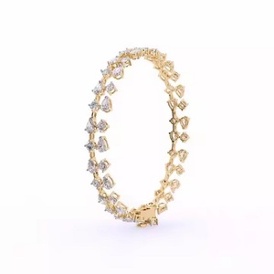 สร้อยข้อมือเพชรโมอิสซาไนท์สีทอง14K คุณภาพสูงดีไซน์เรียบง่ายน่ารักสวยงามเป็นอมตะ - Product Image 4