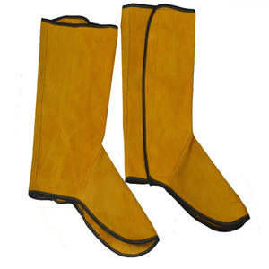 Polainas de soldadura Calor Abrasión Cuero de vaca Cubierta del zapato Bota de soldadura de cuero marrón con logotipo personalizado Fction impermeable - Product Image 6