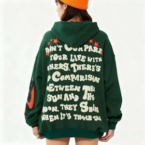 2026 <b>Men</b> Winter Fashion <b>Hoodie</b> High Street Style Long <b>Lined</b> Pullover Polyester/Cotton Heavyweight <b>Fleece</b> Plain Dyed Puff Foam - Product Image 2