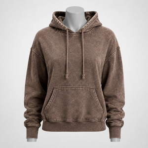 Sweat à capuche délavé pour femme, avec texture usée, coupe décontractée et confort doux pour un style streetwear moderne et quotidien. - Product Image 1