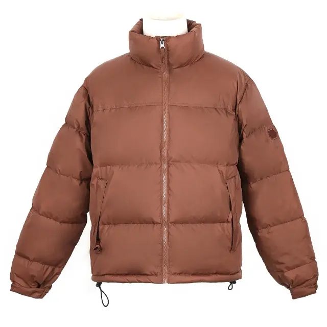 Grosir jaket Puffer bantalan hangat pria, jaket Bomber gelembung desain baru musim dingin OEM Model terbaru nyaman