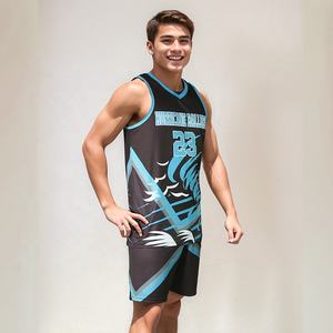 Tenue de basketball personnalisée de qualité supérieure avec impression par sublimation, ensemble professionnel respirant et antibactérien, grandes tailles, 100 % respirant - Product Image 3