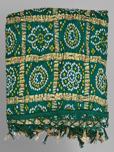 Trendmalls Women's bandhej Chinon Silk dupatta (D01-DarkGreen) เสื้อผ้าอินเดีย & ปากีสถาน - Product Image 4