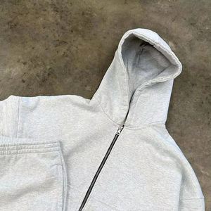 ชุดวอร์มแบบมีฮู้ดผ้าฟลีซสีพื้น ดีไซน์โลโก้สั่งทำคุณภาพสูง ทรงโอเวอร์ไซส์ ผลิตจากโพลีเอสเตอร์/คอตตอน ผ้าไม่ยับ เหมาะสำหรับฤดูใบไม้ผลิ - Product Image 4