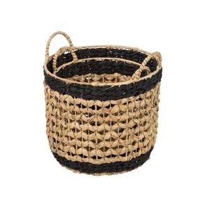 Ensemble de 2 paniers en jacinthe d'eau avec bordures noires Panier de rangement fait à la main Vente en gros Écologique Fabriqué au Vietnam - Product Image 6