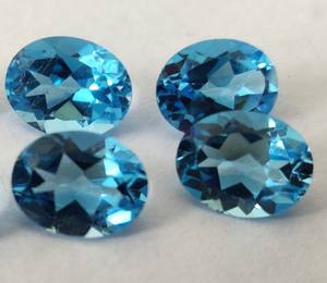Topacio azul suizo de gran calidad natural, corte ovalado, 7x9mm, facetado, Topacio Azul suizo suelto, corte ovalado - Product Image 4