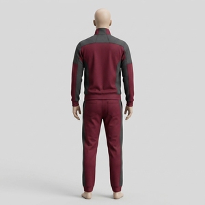Conjunto Deportivo para Hombre en Gris Borgoña, Chaqueta Deportiva con Cierre Completo y Bloques de Color, Pantalones Jogger, Ropa Deportiva para Entrenamiento, Gimnasio, Running, Fitness - Product Image 2
