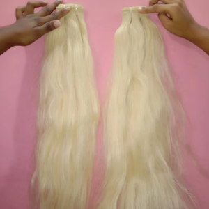 Extensions de cheveux Remy vierges brésiliens teints en clair de qualité supérieure Trame de cheveux humains blanchis chimiquement au temple brut de style droit - Product Image 1