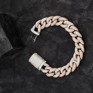 Nuevo diseño Iced Out Moissanite diamante Joyería Dos filas VVS Moissanite Cuban Link Chain Bracelet para la venta de India - Product Image 2