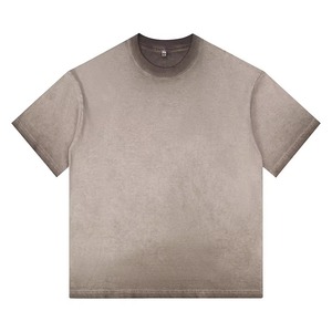 300 Gsm poids lourd 100% coton tissu t-shirt personnalisé lavage à l'acide et soleil délavé goutte épaule t-shirts surdimensionné hommes T-shirts - Product Image 1