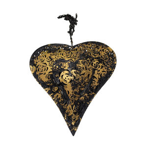 Conception impressionnante fer métal suspendu coeur ornement décoratif mural couleur or pour la maison et la décoration de noël en vrac à la main - Product Image 6