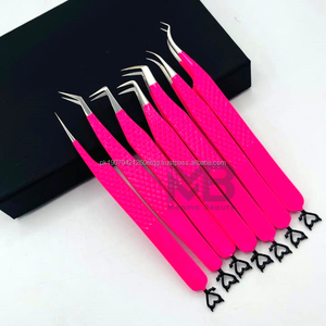 Pince à épiler professionnelle en acier inoxydable pour extensions de cils, design personnalisé, poignée diamant, pointe en fibre - Product Image 5