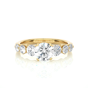 Bague de promesse en or massif 14 carats avec diamant de laboratoire taille brillant ronde, clarté VVS, conçue avec esthétique soignée, pour elle - Product Image 2
