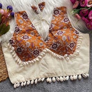 Festival Wear Ajrakh Khadi Coton Avec Shell Blouse Fabricant Et Fournisseur De Surat Au Taux Le Plus Bas - Product Image 4