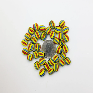 Perles ovales à motif tribal multicolore Chevron Melon Fabriquées à la main en cristal vintage Verre au chalumeau Fabrication de bijoux en gros PERLES - Product Image 4