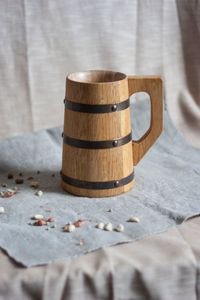 HANDMADE BEER <b>MUG</b> MADE OF WOOD <b>WITH</b> WOOD HANDLE WOODEN BEER Tankard Wholesale and Hand Crafted Beer <b>Mug</b> for Home and - Product Image 4