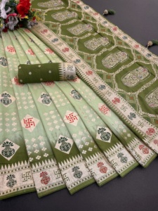 Nuevo lanzamiento Dola tela de seda Sari viscosa pesada Zari tejido para ropa de boda floral étnica - Product Image 3