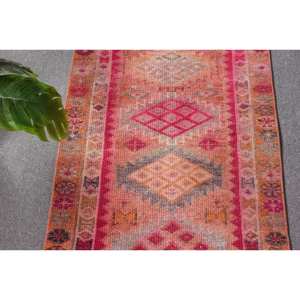 Vintage Turkish Kilim <b>Wool</b> Eco Friendly Traditional Area Rug 24 X 11 ft <b>Pink</b> Orange Patchwork Flat Weave Technique Dining Room - Product Image 5