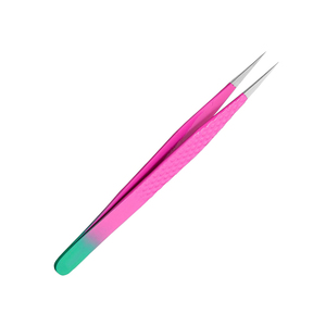 Pink <b>Paper</b> Coated Handle Eyelash Tweezers Pointed Tip Metal Steel Pedicure Eye Lash Tweezers For Women's And Men's - Product Image 2